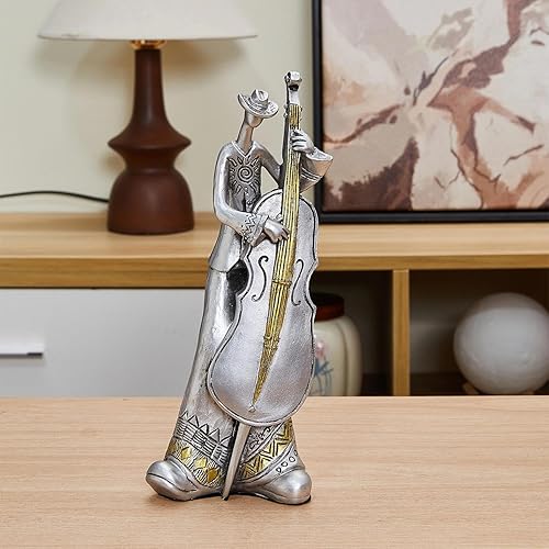 Gold Silver Nostalgic Guitarist Figurine for Home Decor, Classic Melody-Playing