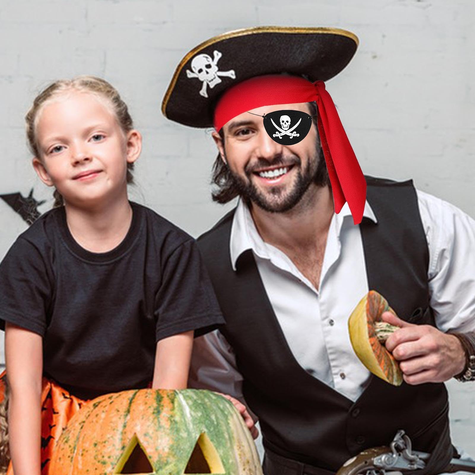 Bandana pirata per costume di Halloween con benda per gli occhi