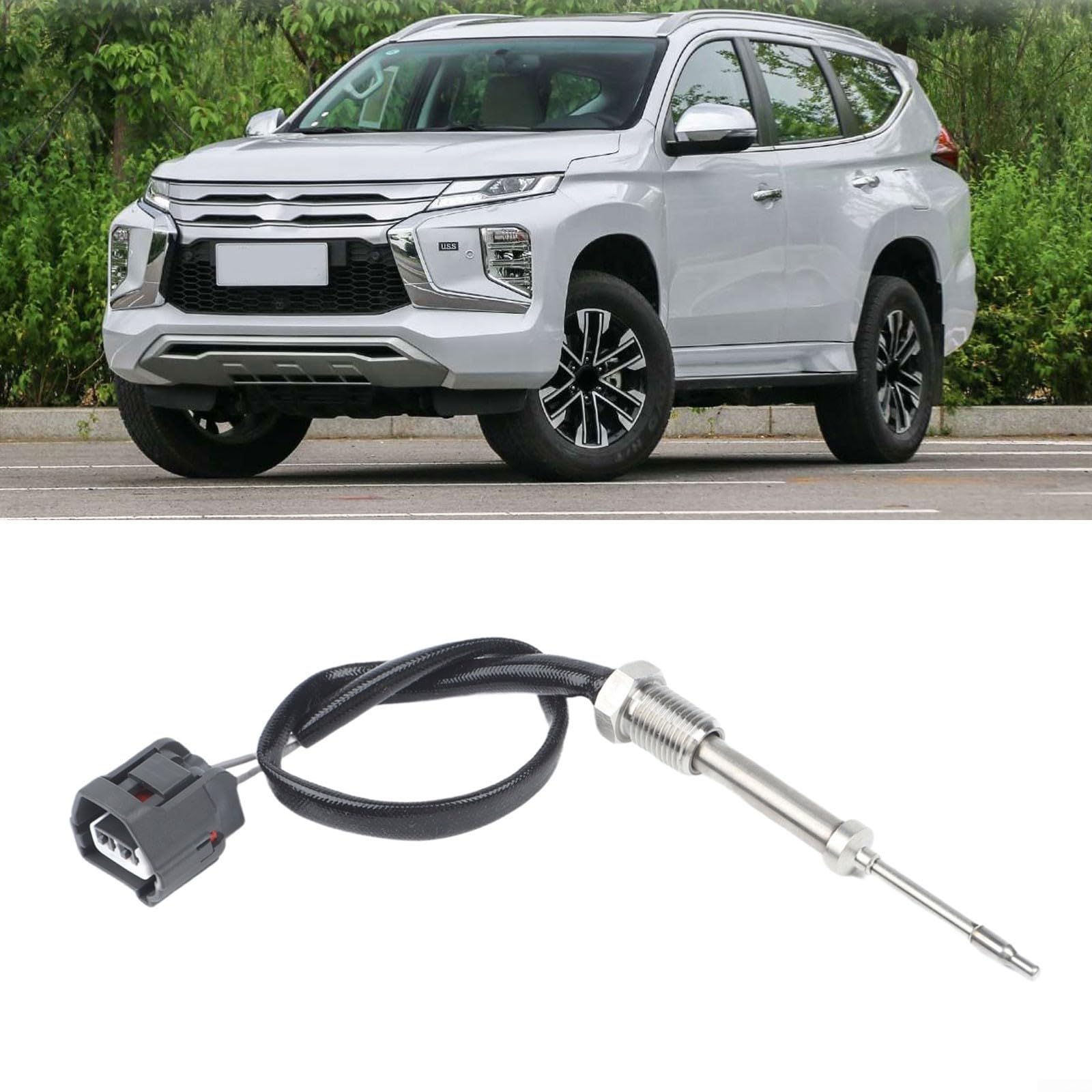 Abgastemperatursensor für Mitsubishi L200 KK1T KK2T KL1T KL2T KR1W KS1W ab 2015, Ersatzteil 1587A092, Plug-and-Play Direktmontage aus Metall und Kunststoff, schwarz/silber