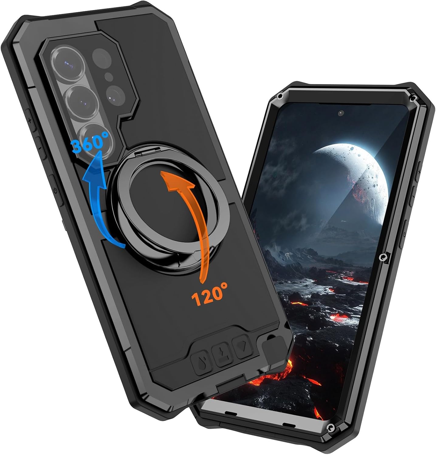 Metal Case for Samsung Galaxy S26 Ultra, [Compatible with MagSafe] Military Grade Heavy Duty Aluminum Full Body Cover, Rugged Shockproof Magnetic Invisible Kickstand(Black)