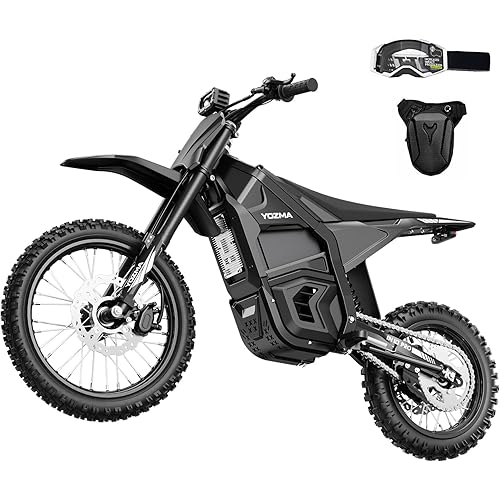Yozma IN10 Pro Electric Dirt Bike, 5500 Peak Mid- Drive Motor, 50 Mph Max Speed Ebike, 60V 27AH Bttery with 60 Miles Max Range, 17''/14'' Off-Road Tires, Hydraulic Brakes & Dual Shock Absorption