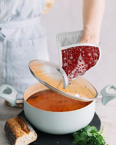 Miniatura 4 de Christmas Tree 3Pcs Pot Holders for Kitchen, Non Slip & Heat Insulation Terry Cloth Potholder Set with Pocket, Thick Hot Pad Oven Mitts Trivet