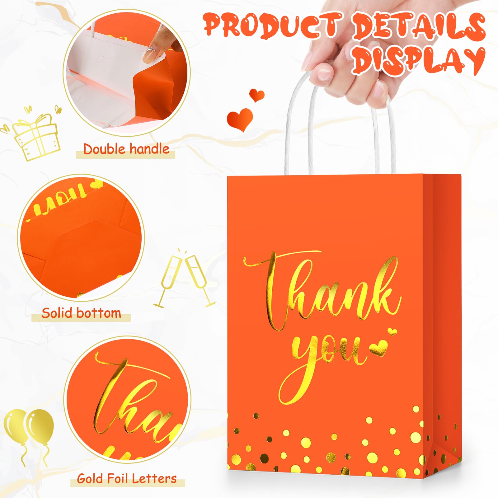 Tinlade 50 Pcs Thank You Gift Bags Bulk Paper Thank You Gift Bags Bulk Paper Wedding Handle Business Shopping Wedding Baby Shower Party Favors White Eucalyptus Leaf Sf1 - View #8