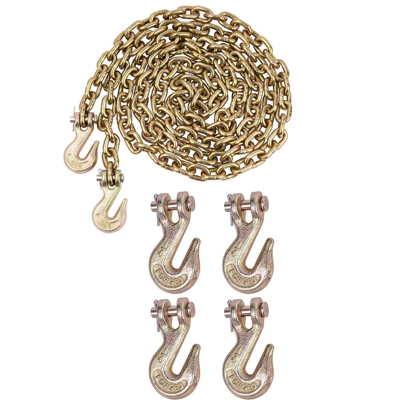 1/4" G80(4-Pack Chain Hooks+10 Ft Binder Chain)