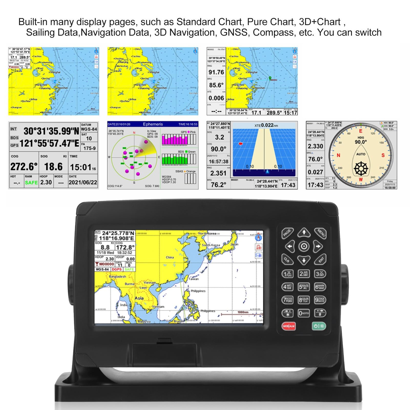 Chart Plotter mit GNSS Antenne C MAP XINUO MAP Präzise Navigation Marine Boote Yachten IPX6 wasserdicht 50000 Wegpunkte IoT Software Updates