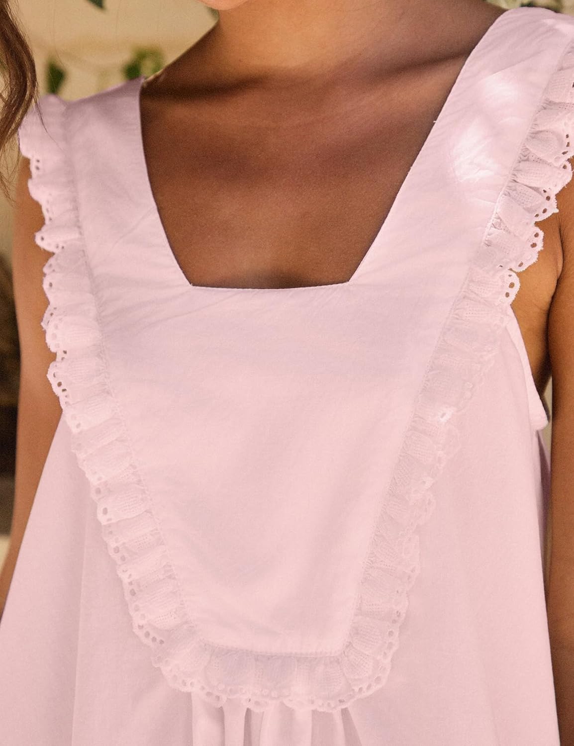 Wyeysyt Womens Pajamas Set 2 Piece Cotton Ruffle Pj Lounge Sets Trim Cami Top and Shorts Sleepwear Set - Image 5