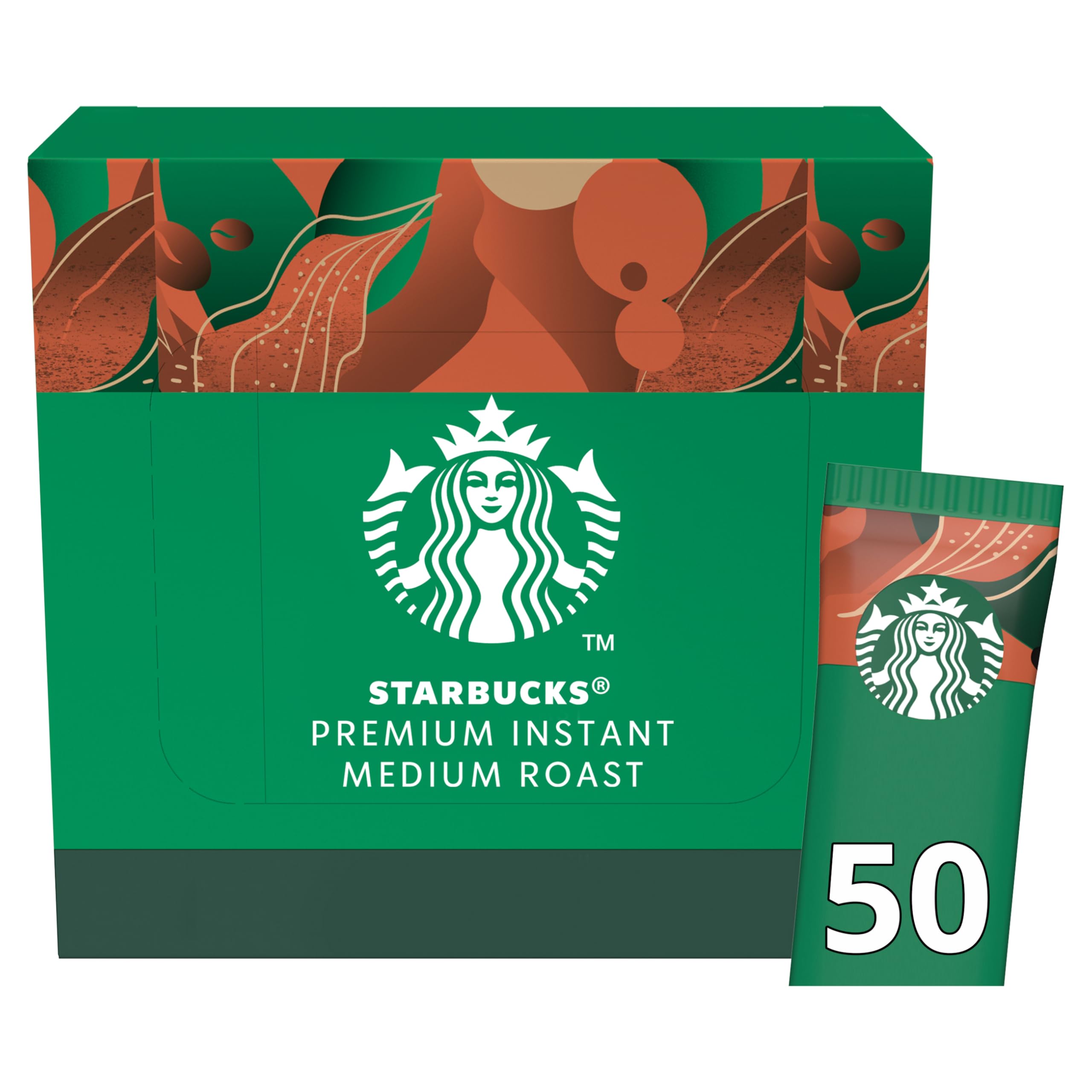 STARBUCKS Medium Roast Premium Löslicher Kaffee, mit weichen und ausgewogenen Noten, 100% Arabica-Kaffee, 1er Pack (50 Sticks x 2,3g)