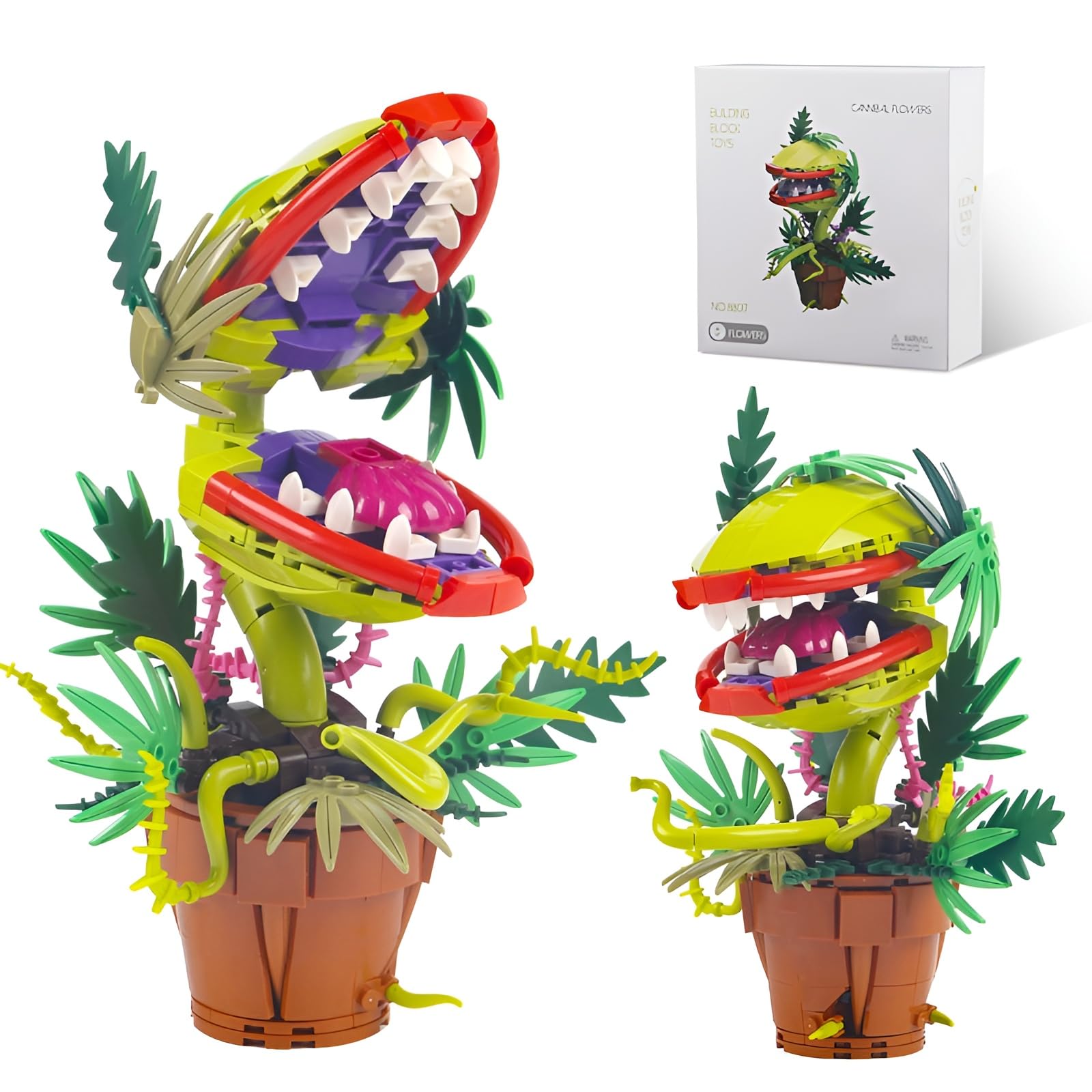 Audrey II Horror Piranha Flower Building Blocks Set, Little Shop of Horrors Cannibal Plant Assemble Model Toys, Florid Building Bricks Kit, Birthday Festival Halloween Construction Gifts Teens Adults — image 1