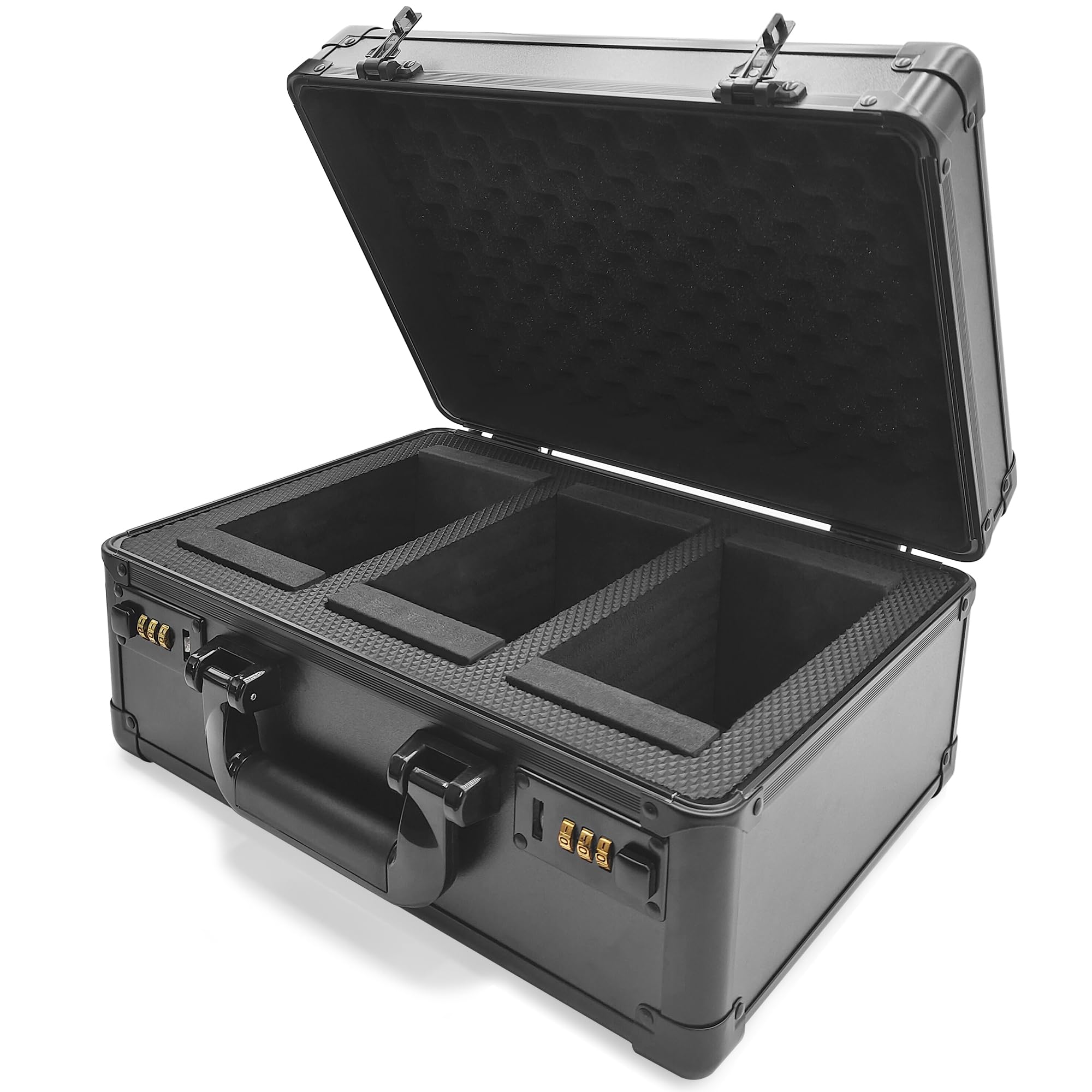 OIHYA Graded Card Storage Box, 105+ 3 Row Sports Card Case with Portable Handle, Password Lock, No Flake EVA+ Foam, for PSA FGS BGS & SGC