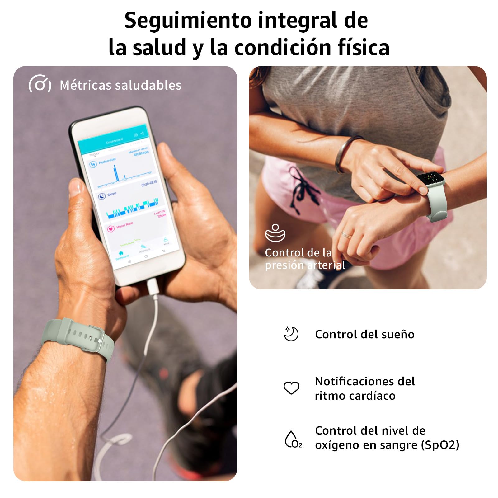 Reloj Inteligente Mujer Hombre, 1.85" Smartwatch con Llamadas Bluetooth, 140+ Modos Deportivos Smart Watch con SpO2/Pulsómetro/Monitor de Sueño/Podómetro, Impermeable IP68 Smart Watch Para Android iOS