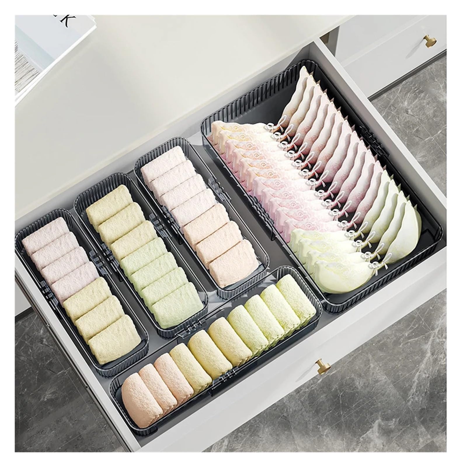 Organizzatore for cassetti espandibile Contenitori divisori modulari(L Gray)