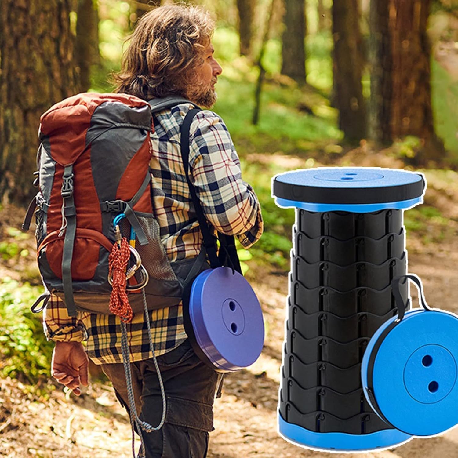 Chairs Portable Retractable Stool Camping Folding Chair Outdoor Furniture Pop Up Telescoping Stool Travel Fishing Seat 950g