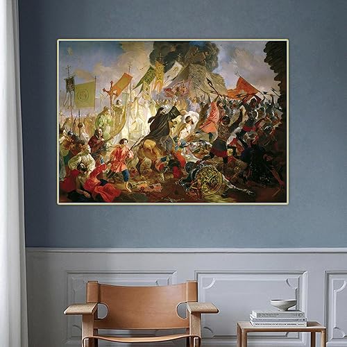 Miniatura 2 de Karl Bryullov, Impresión en lienzo, "El asedio de Pskov por el rey polaco Stefan Batory", Reproducción de cuadro famosa, Cuadro de arte de pared de