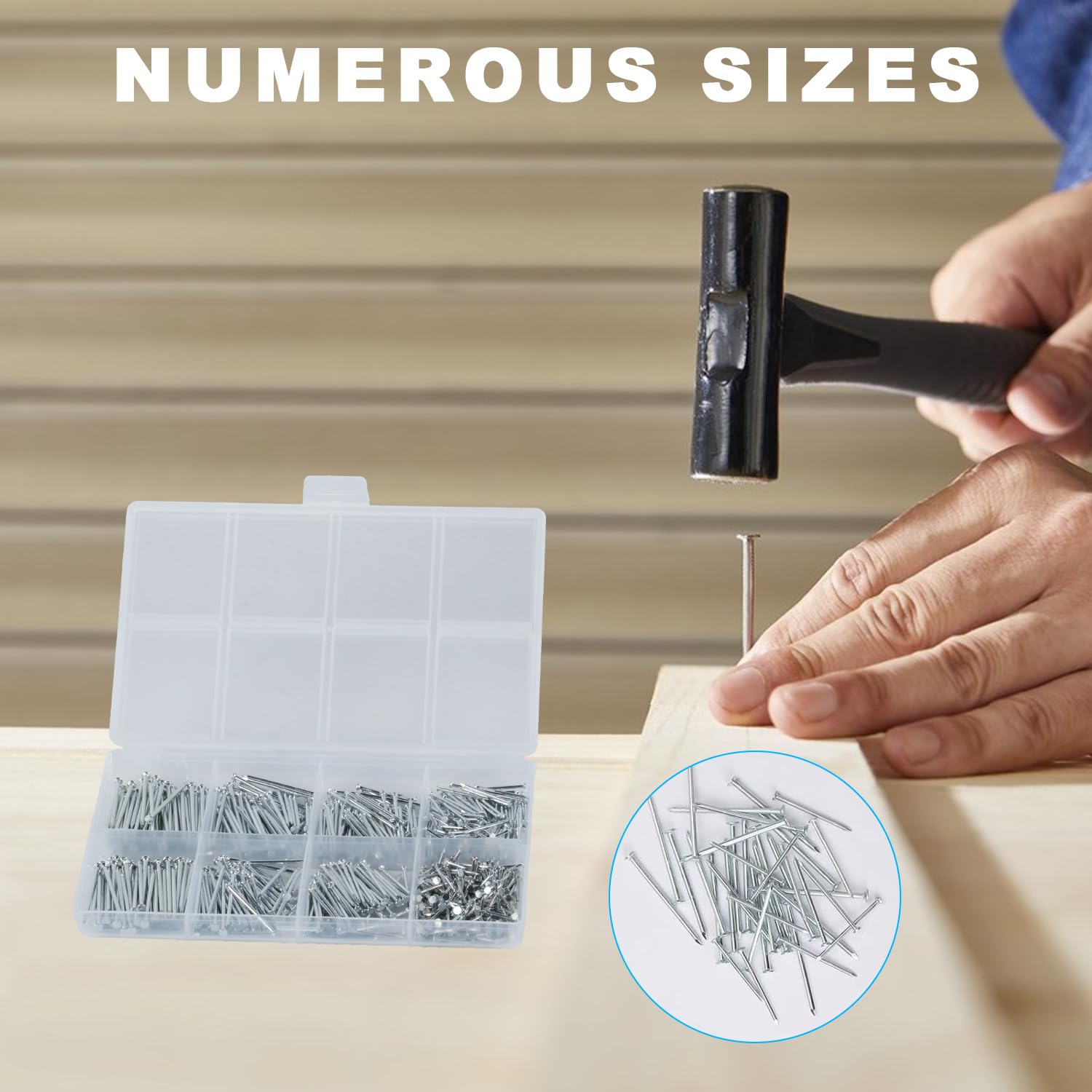 750pcs Masonry Nails for Brick Wall Nails for Hanging Pictures Brick Steel Nails Assortment Kit - Image 4