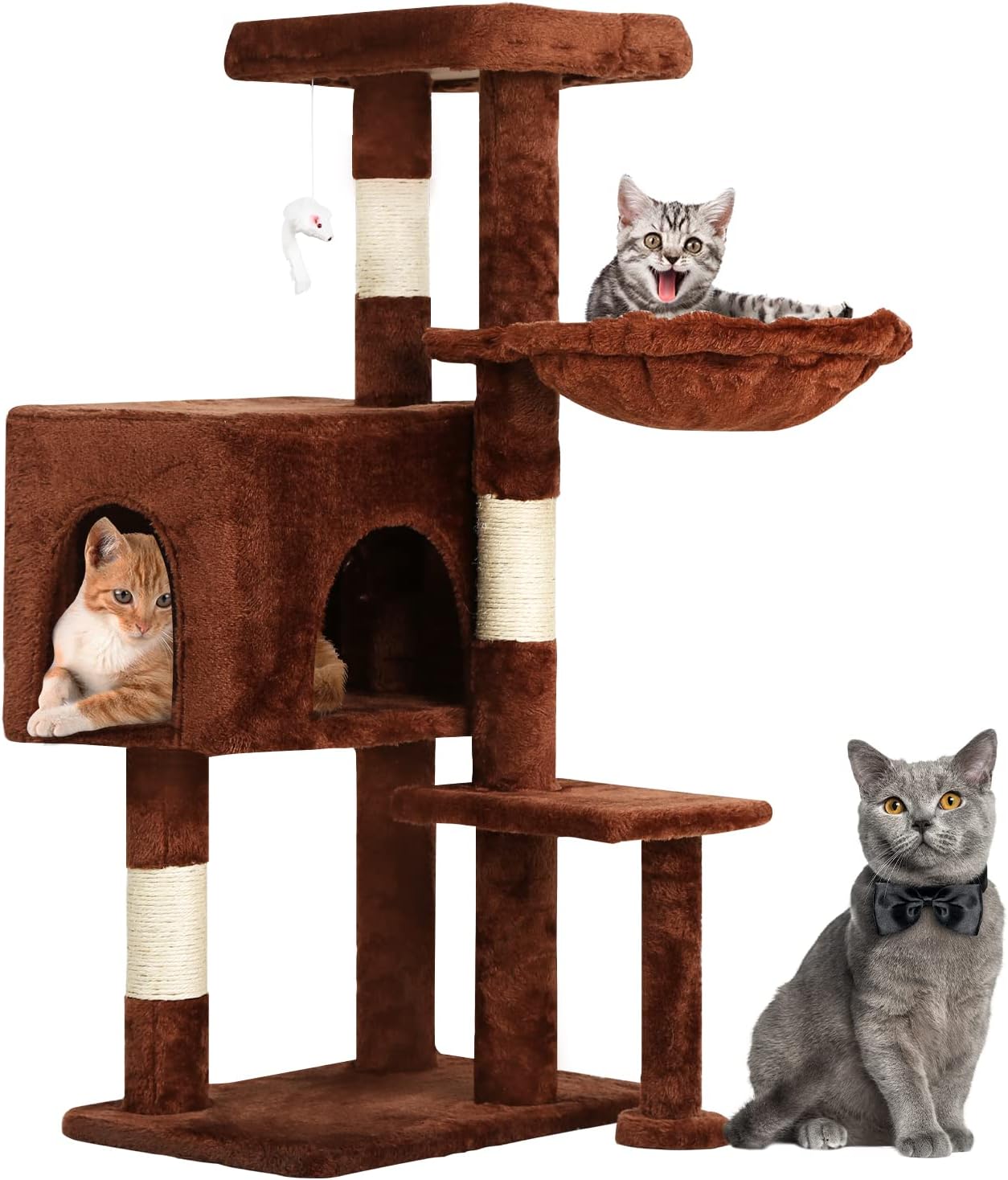 BestPet Cat Tree 36 inch Tall Cat Tower for Indoor Cats with Cat Scratching Post,Cat Condo Furniture Activity Centre with Cat Hammock &…