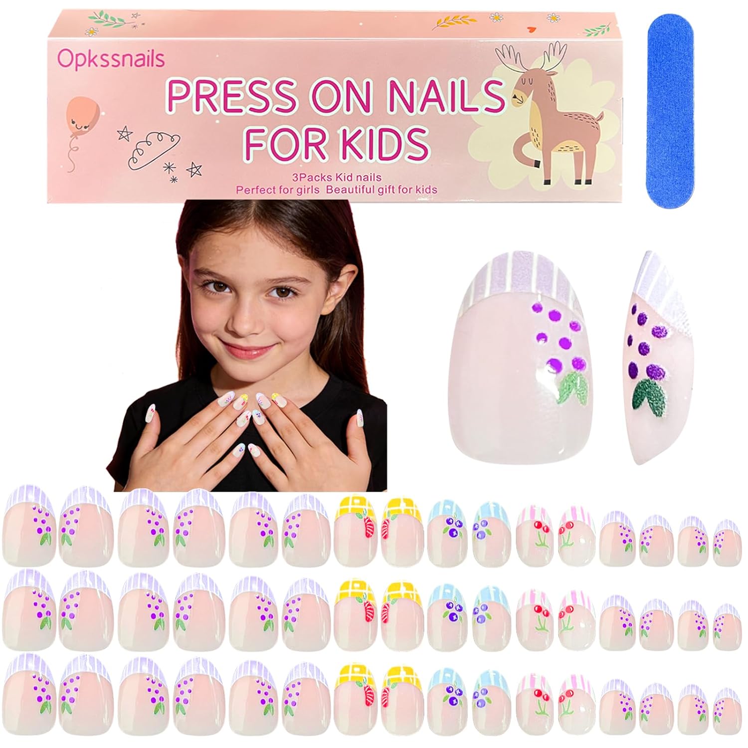 Kid Fake Nail Kit - Cute Press on Nails for Kids