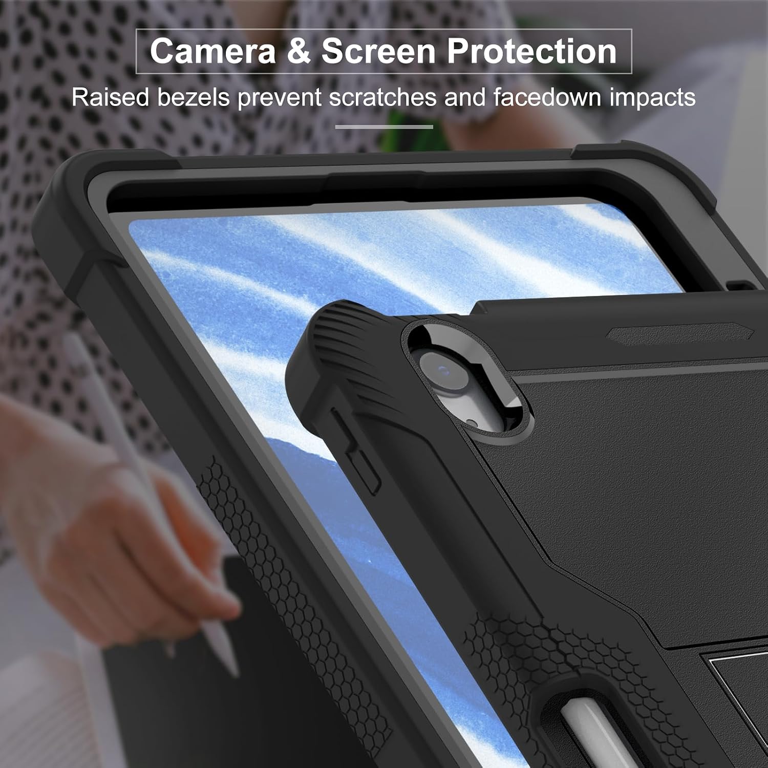 MAKEIT CASE for iPad Air 11" M2 (2024) Case, iPad Air 5 (2022) Case, iPad Air 4 Case, Heavy Duty Kickstand Shockproof Protective Cover with Pencil Holder for iPad Air 6th/ 5th /4th Generation