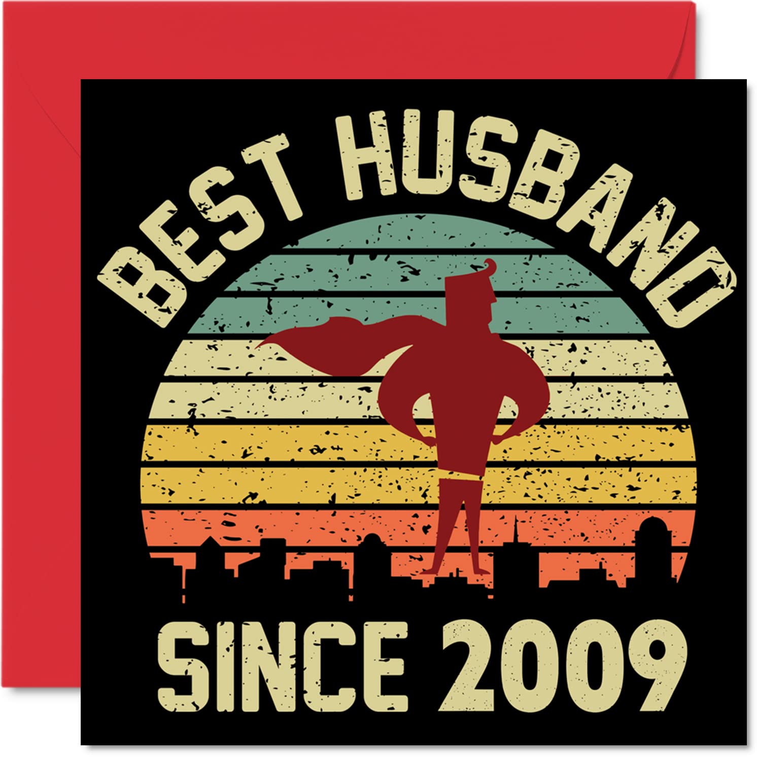 16th Anniversary Card for Husband from Wife - Best Husband Since 2009 - I Love You Gifts, Happy 16th Wedding Anniversary Cards for Partner, 145mm Greeting Cards Anniversaries