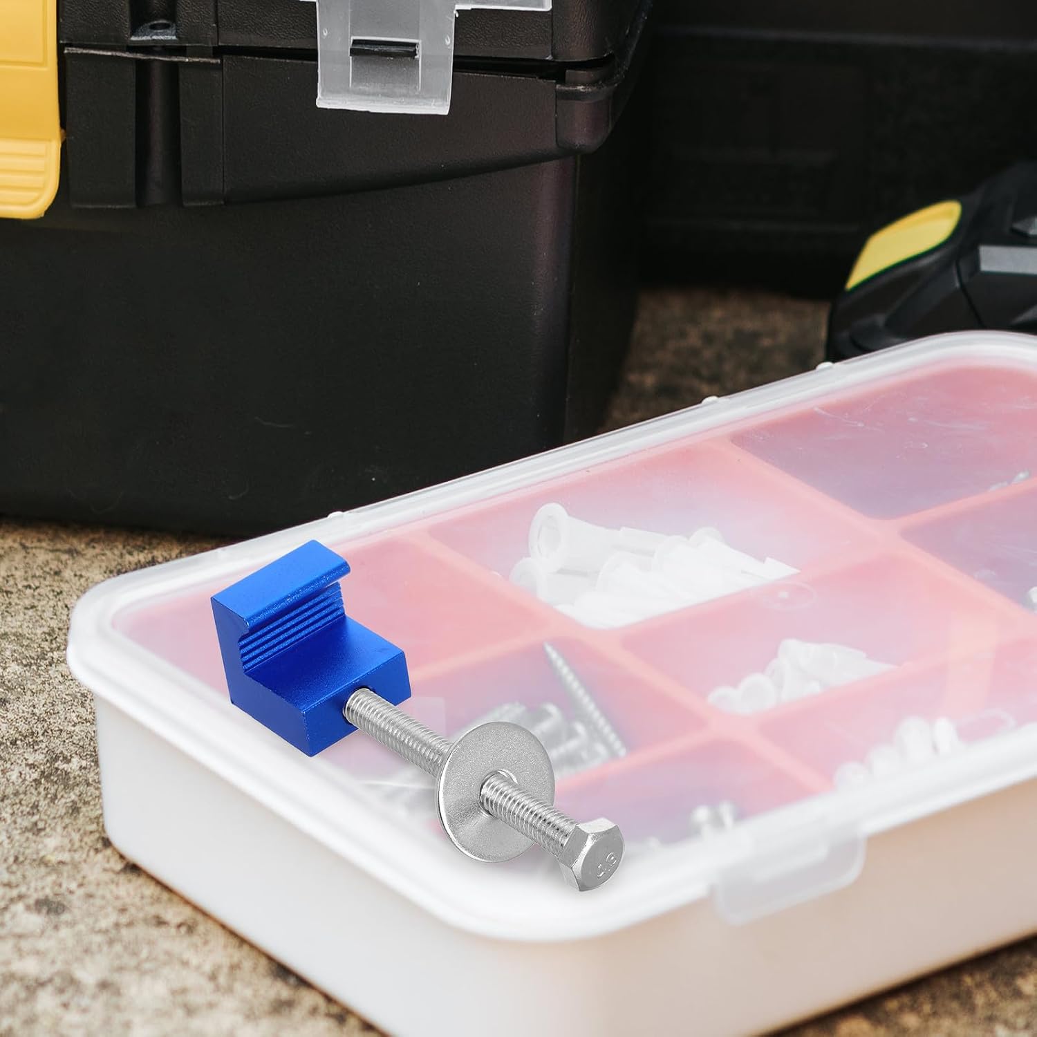 TOYANDONA 2pcs Pickup Toolbox Securing Bracket J Shaped Aluminum Alloy | Blue Finish, Quick Installation, Truck Bed Use, Accessory Fit, Lightweight Build