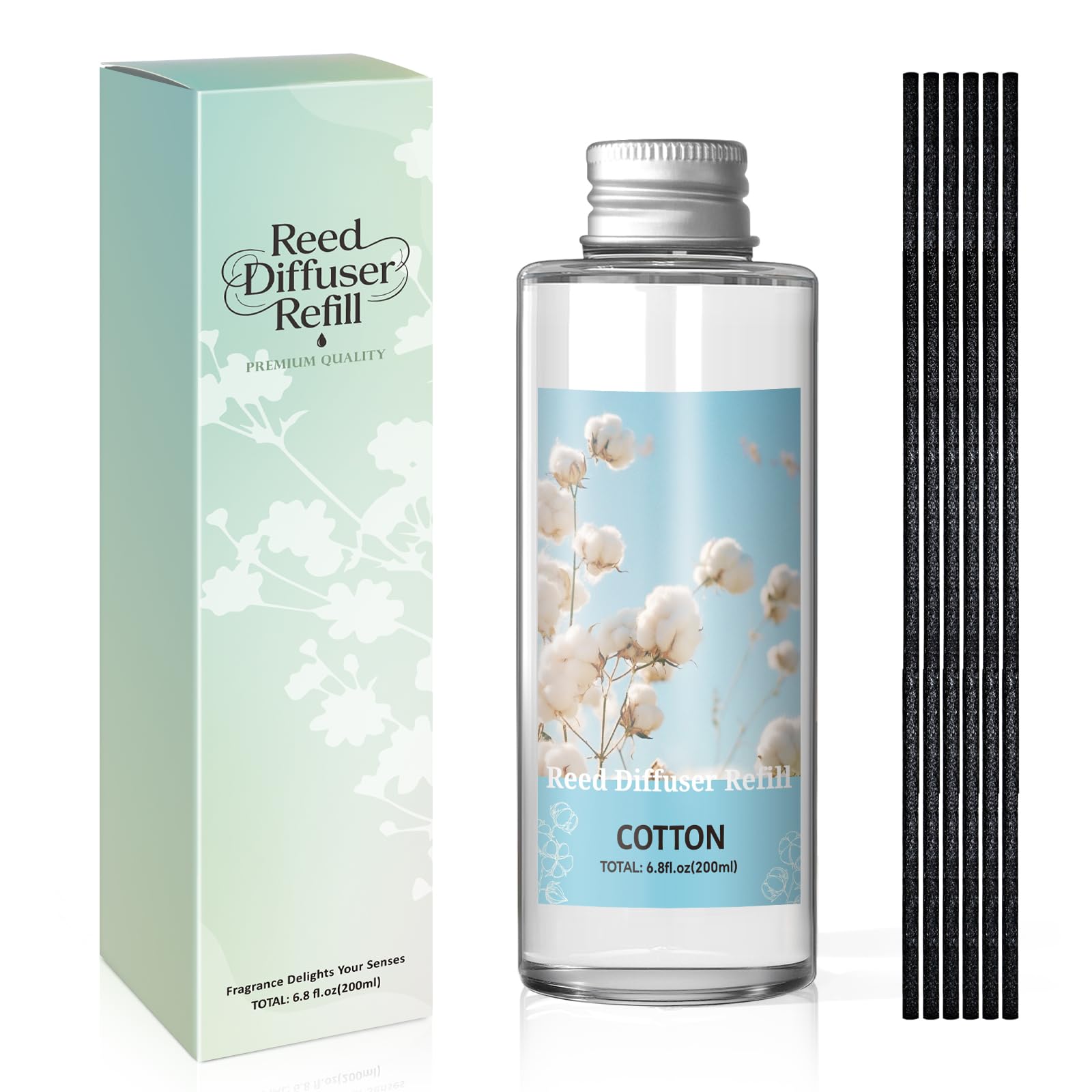 SCENTORINI Cotton Reed Diffuser Refill Oil 200ml โ Long Lasting Aroma Refill for Reed Diffusers โ Calming Scent for Bedroom & Home โ image 1