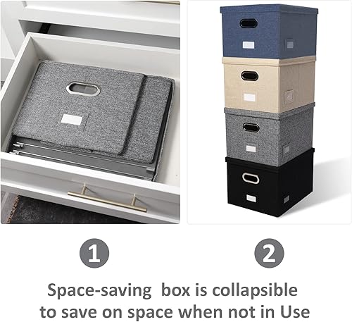 Miniatura 5 de Organizador de archivos, caja de almacenamiento plegable para oficina, caja de archivos con tapas, organizador de documentos para oficina y hogar,