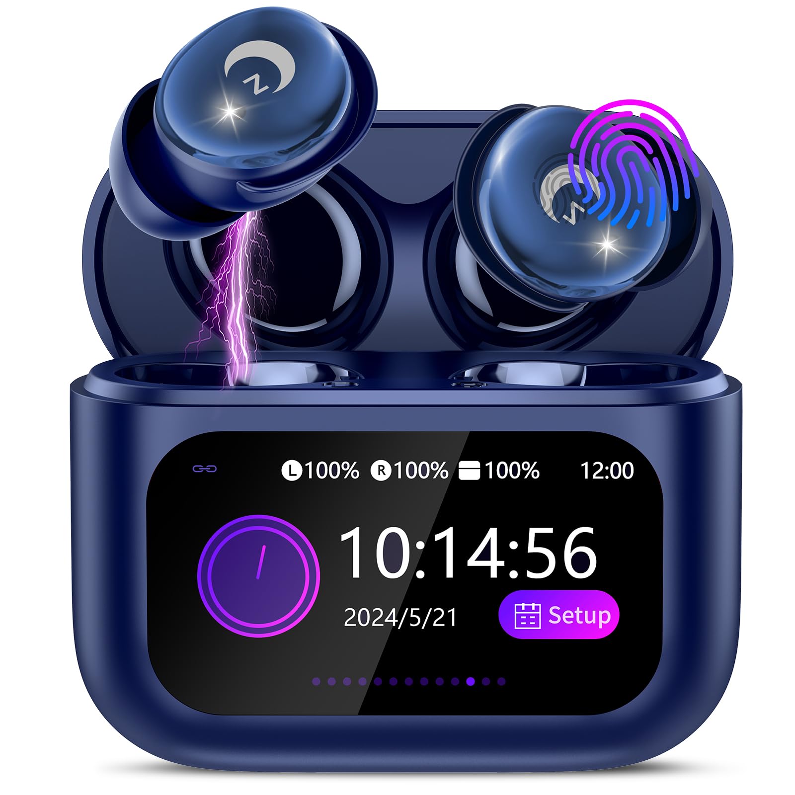 Sleep Earbuds, Bluetooth 5.4 in Ear Smart Touch Screen Earbuds, 48H Mini Sleep Headphones Small Design for Side Sleepers, Crystal-Clear Calls Ear Buds, 5 EQ Modes, IPX7 Waterproof Earphones Blue