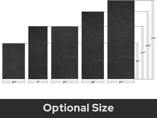 Miniatura 2 de HOMEIDEAS Alfombra de baño negra de 20 x 60 pulgadas, ultra suave y absorbente, antideslizante, lavable a máquina, felpilla gruesa, alfombra de