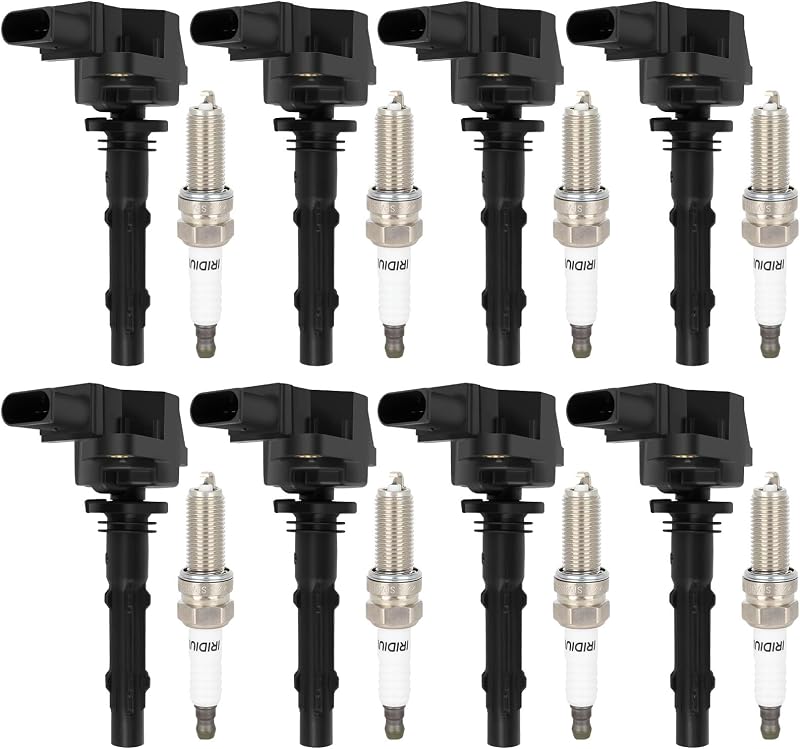 Kit de bobinas de ignição ECCPP UF535 com 8 velas de ignição para Mercedes-Benz e Dodge – 8 bobinas e 8 velas