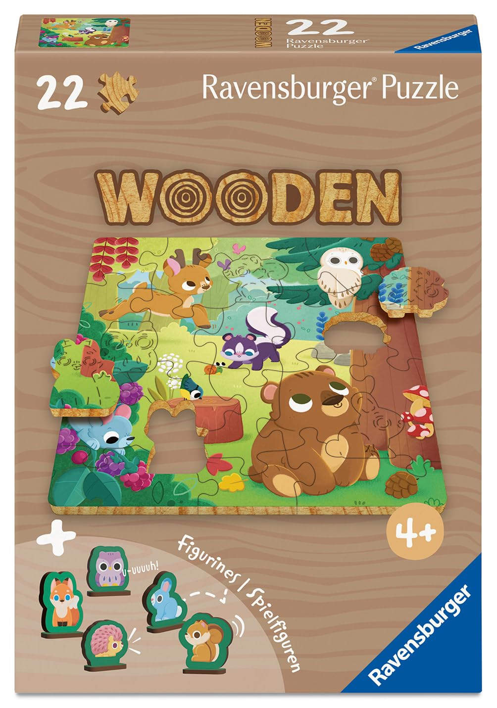 Ravensburger Girls Light Children's Puzzle 22 Pieces - Forest Animals, Wooden Puzzle