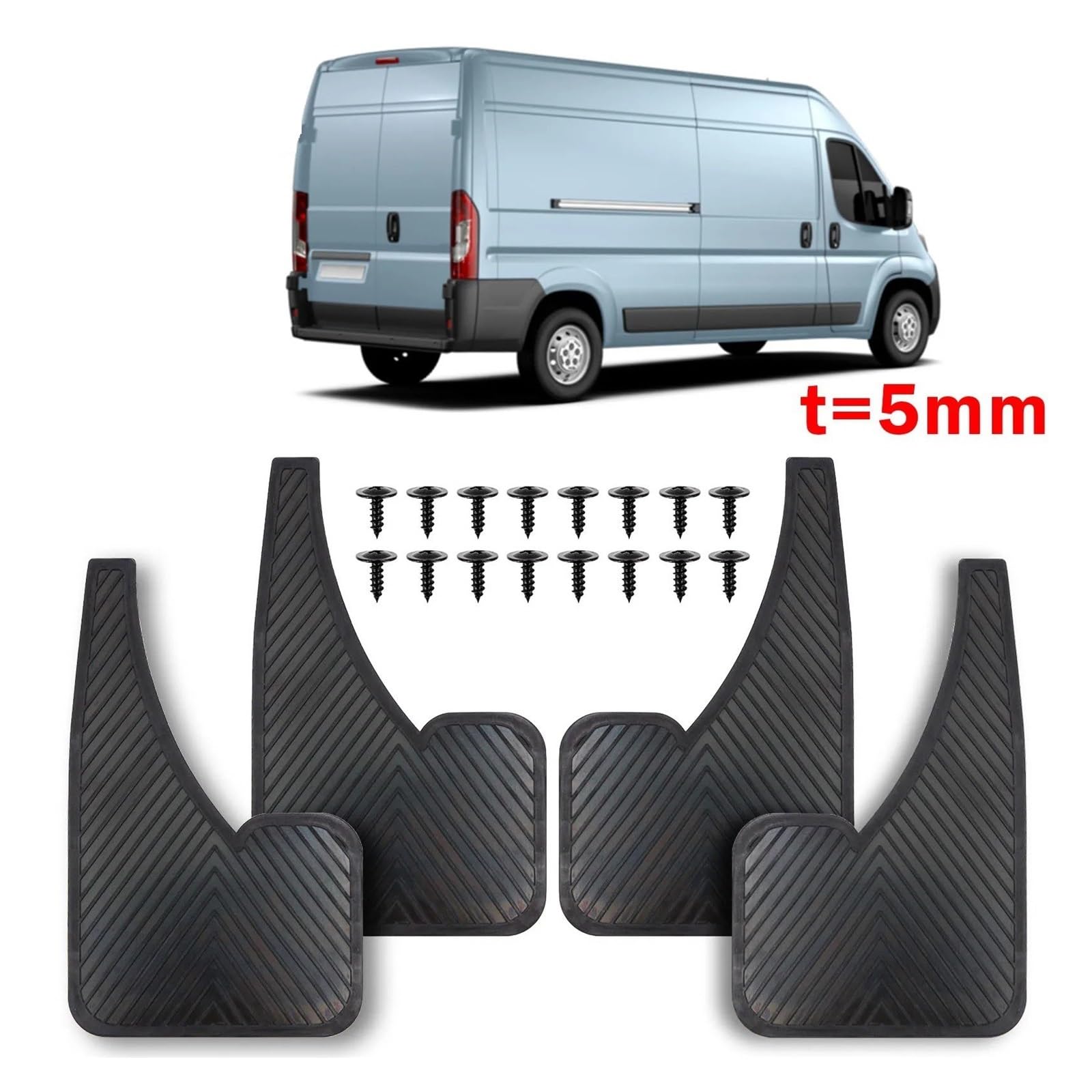 Parafanghi Per Fiat Ducato 1990-2024 - Set 4 Pezzi In Gomma Da 5 Mm Antispruzzi