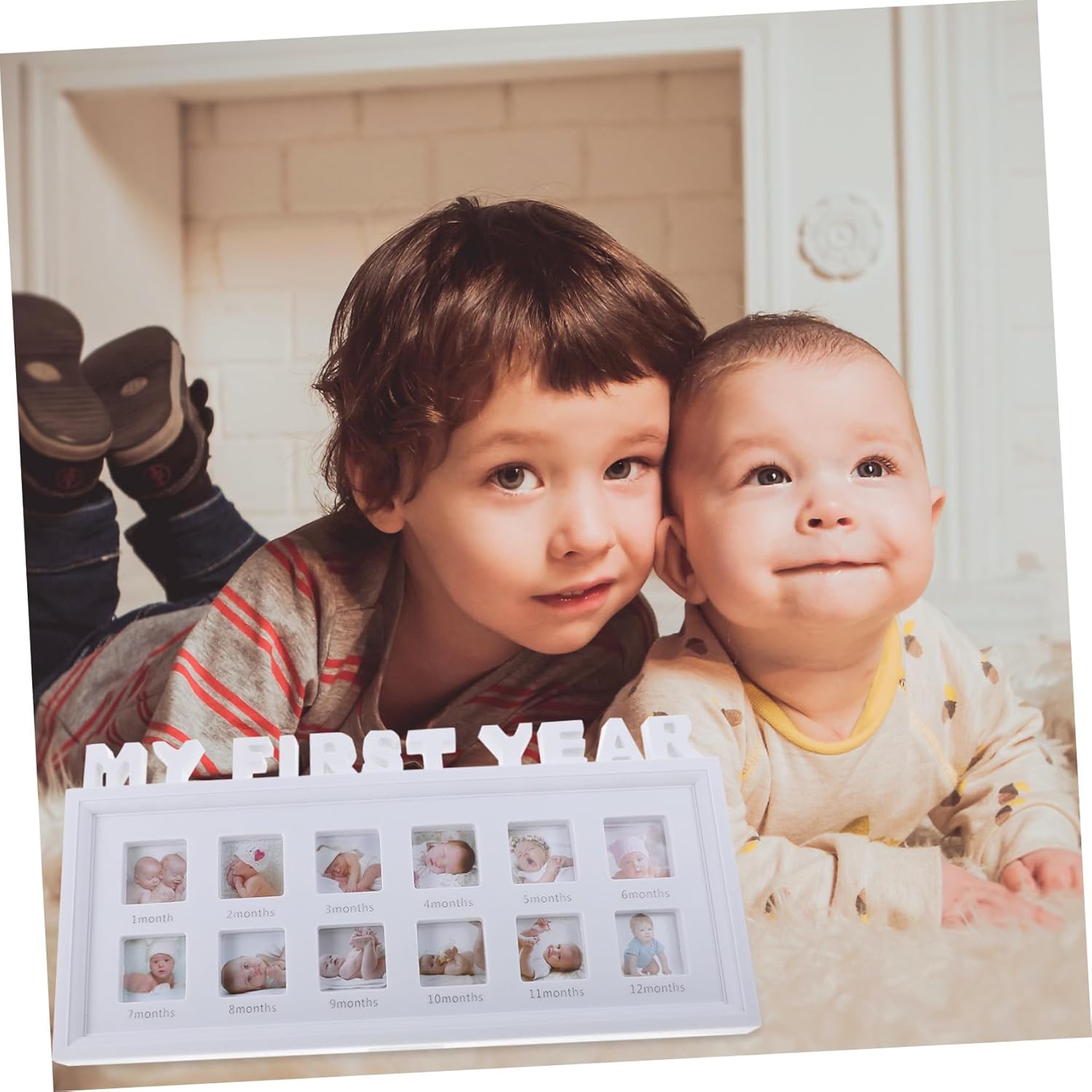 minkissy Photo Frame Collage Month Keepsake for Newborns Durable White Picture Holder for Nursery