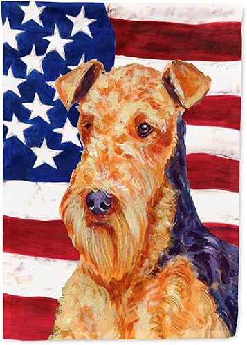 Miniatura 154 de Caroline's Treasures SS4017GF Bandera de Estados Unidos con Bulldog Inglés para jardín, bandera decorativa para patio exterior, patio, parterres,