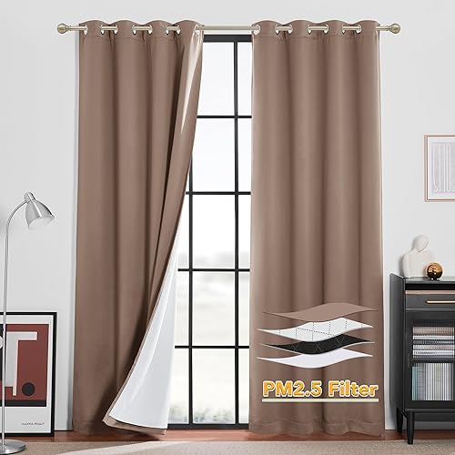 RYB HOME Cortinas de ventana 4 en 1 con filtro de polvo insonorizadas, aislantes, aislantes, para guardería, dormitorio, sala de estar, lámina de