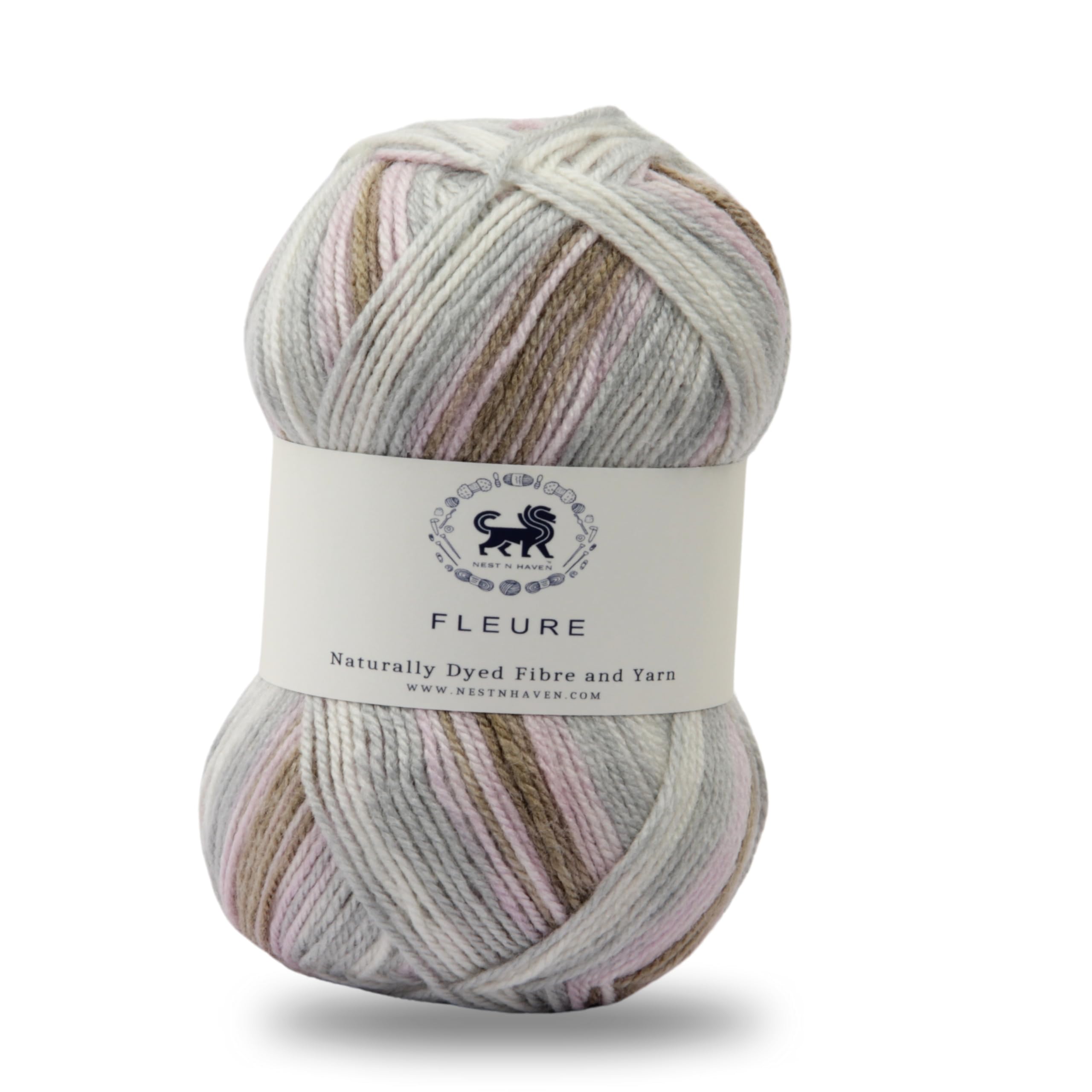 Nestnhaven Acrowools Fleure Hand Knitting and Crochet Yarn. Pack of 1 Ball - 100gms. Shade no - NNHF010 (Light Grey, Baby Pink)