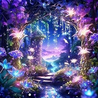 Waterfall Landscape Diamond Art Kits for Adults,Luminous Flower 5D Diamo...