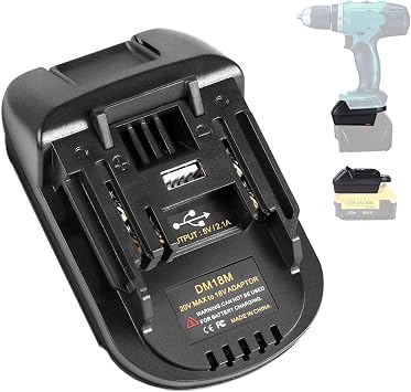 Makita 18V Ara lar  i in Pil Adapt r  DM18M, Dewalt 20V ve Milwaukee M18 18V Pil Makita 18V Pil Ara lar , USB  arj Portu ile