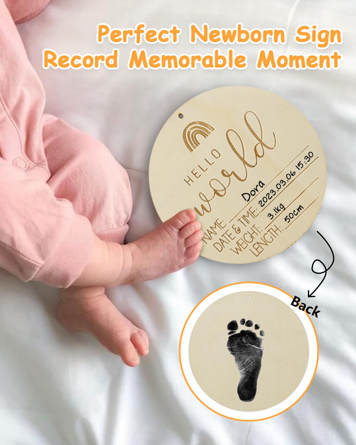 Kit D'empreintes De Mains Et De Pieds De Bébé Sans Encre – Cadre Photo Personnalisé Pour Nouveau-né – Souvenir De Bébé – Cadeaux De Fête Prénatale (blanc Alpin