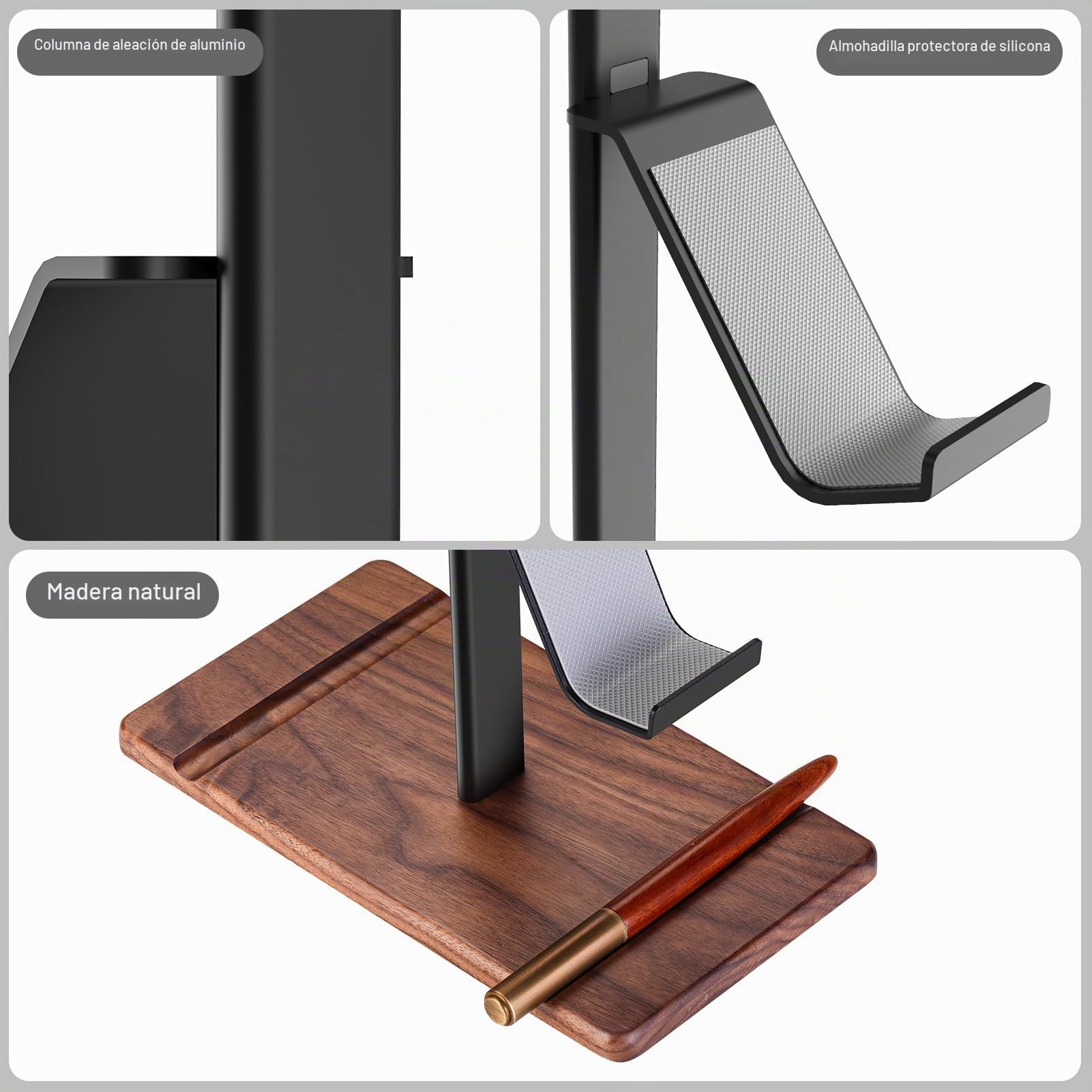 Soporte Auriculares de Madera de Nogal, Soporte Mando para Xbox PS5 PS4 Switch, Soporte para Cascos, Gaming Accesorios Escritorio Universal