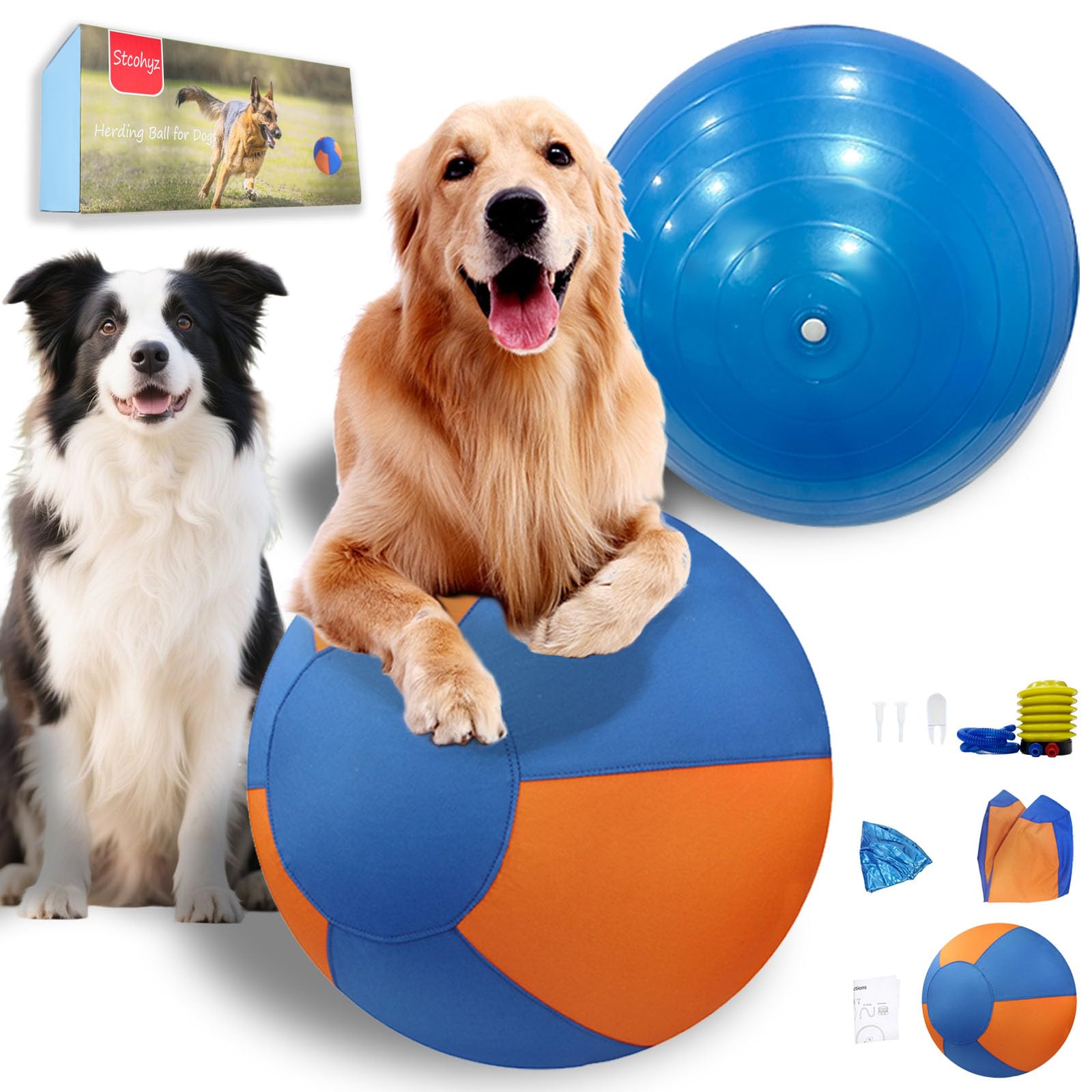 Pelota de pastoreo para perros, pelota alegre duradera e impermeable de 18 pulgadas para perros, juguete de entrenamiento para perros para razas medianas y grandes, juguetes para perros