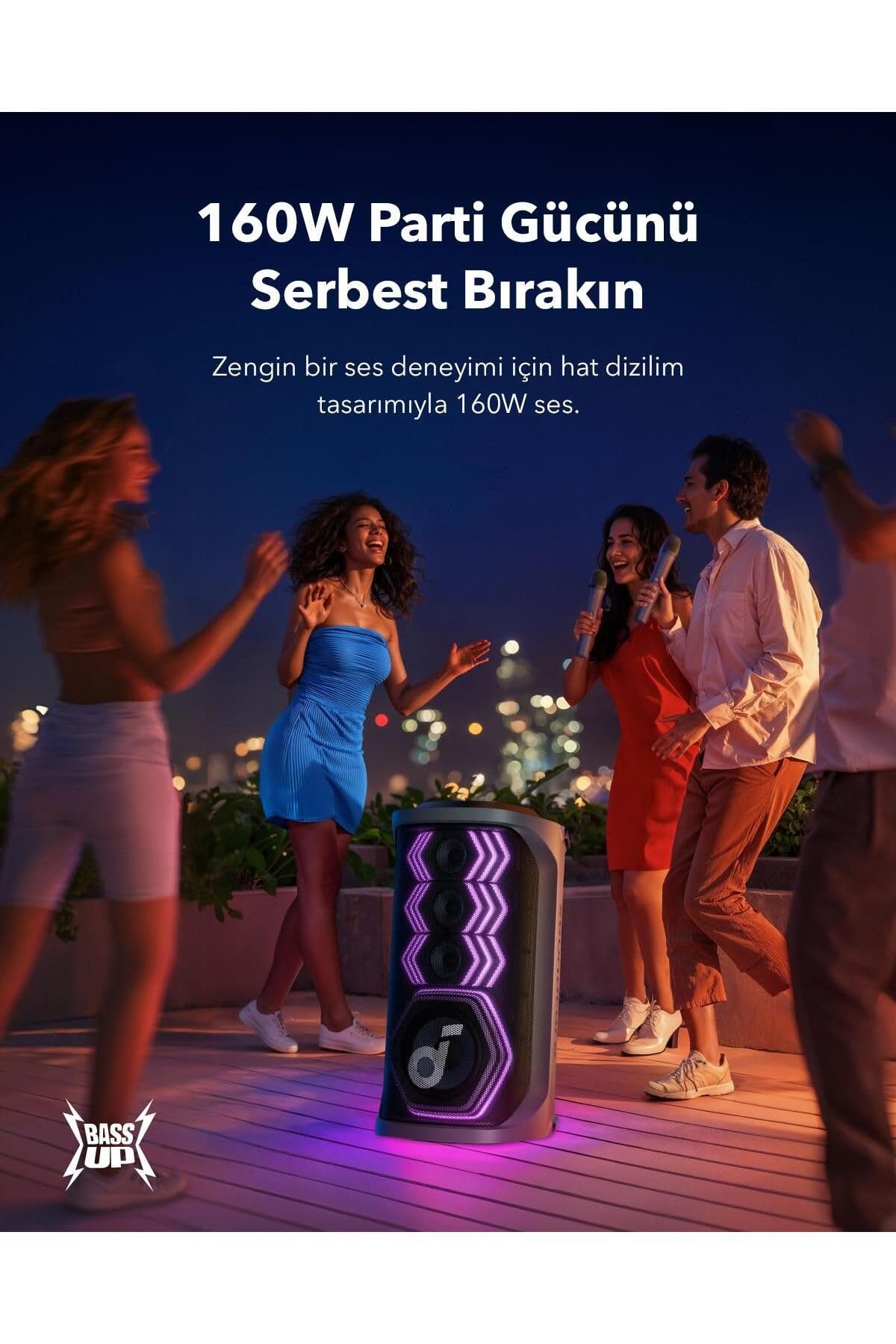Soundcore by Anker, Rave 3 AI Karaoke, 12 Saatlik Oynatma Süresi