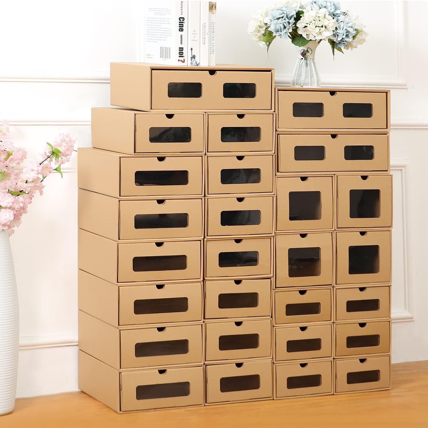 Cardboard Shoe Storage Boxes With Lids 10 Pack Cardboard Shoe Box