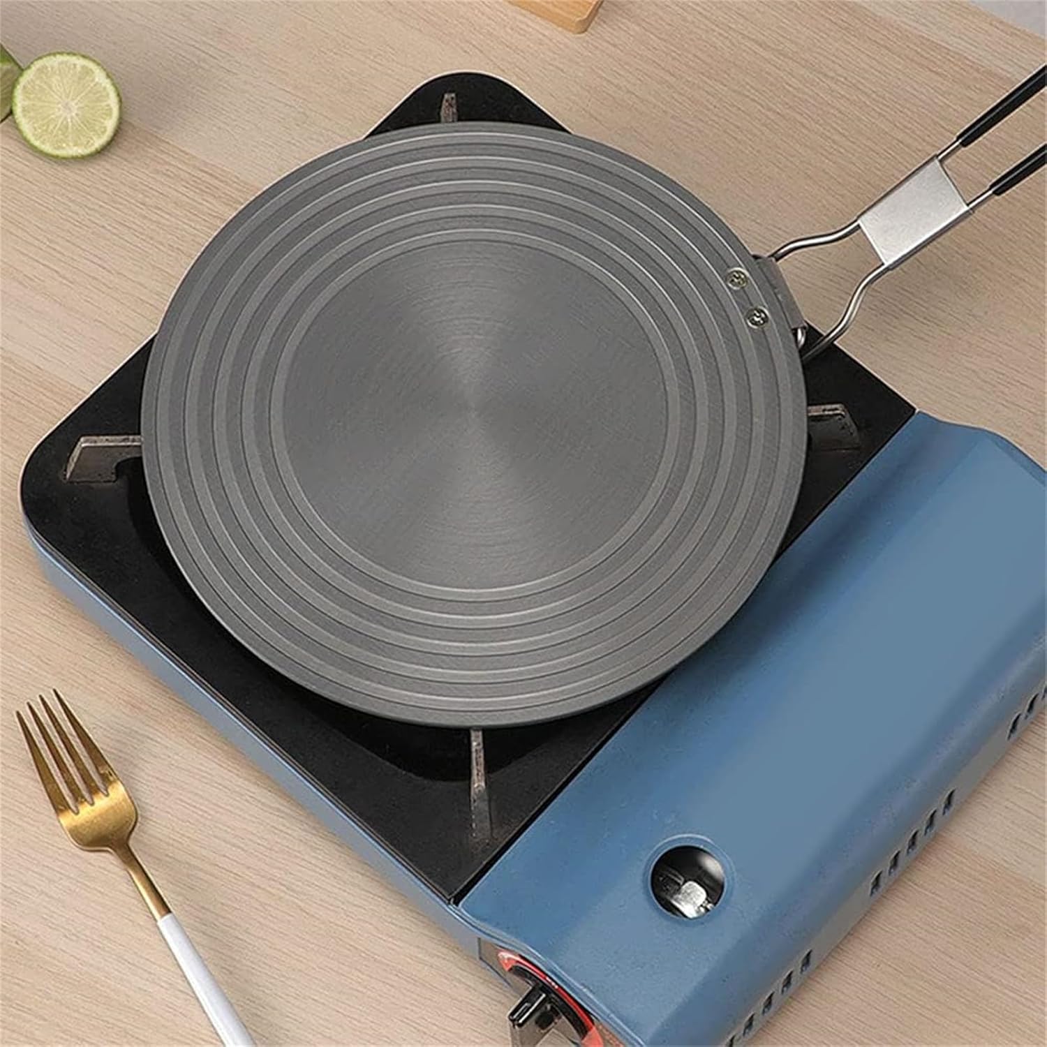 Heat Conduction Plate Heat Diffuser for Gas Stove Multifunctional Thawing Plate Heat Diffuser Plate with Separable Handle Cookware Accessories (Black)(28cm)