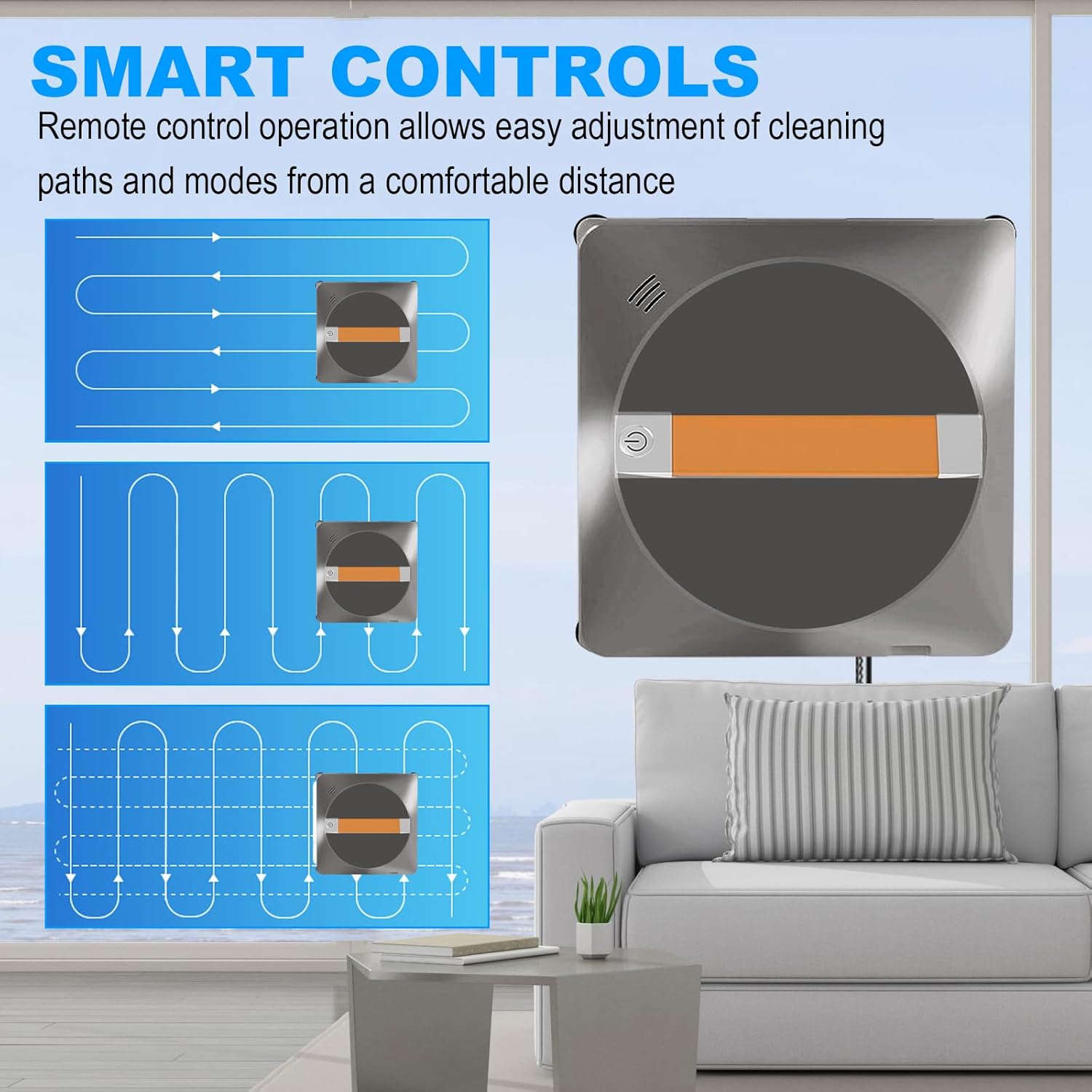 Window Cleaning Robot, Ultra-Thin Design, 5600PA Suction, Automatic Smart Vacuum for Glass, Tiles (Grey)