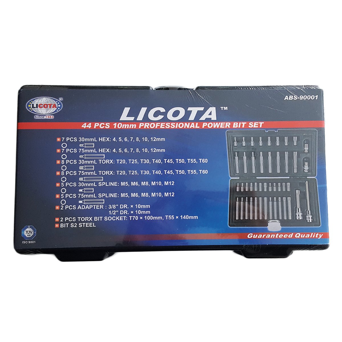 ESTUCHE 44 PUNTAS de 10MM Acero S2 para uso PROFESIONAL en taller mecánico de coche HEXAGONAL, TORX y SPLINE