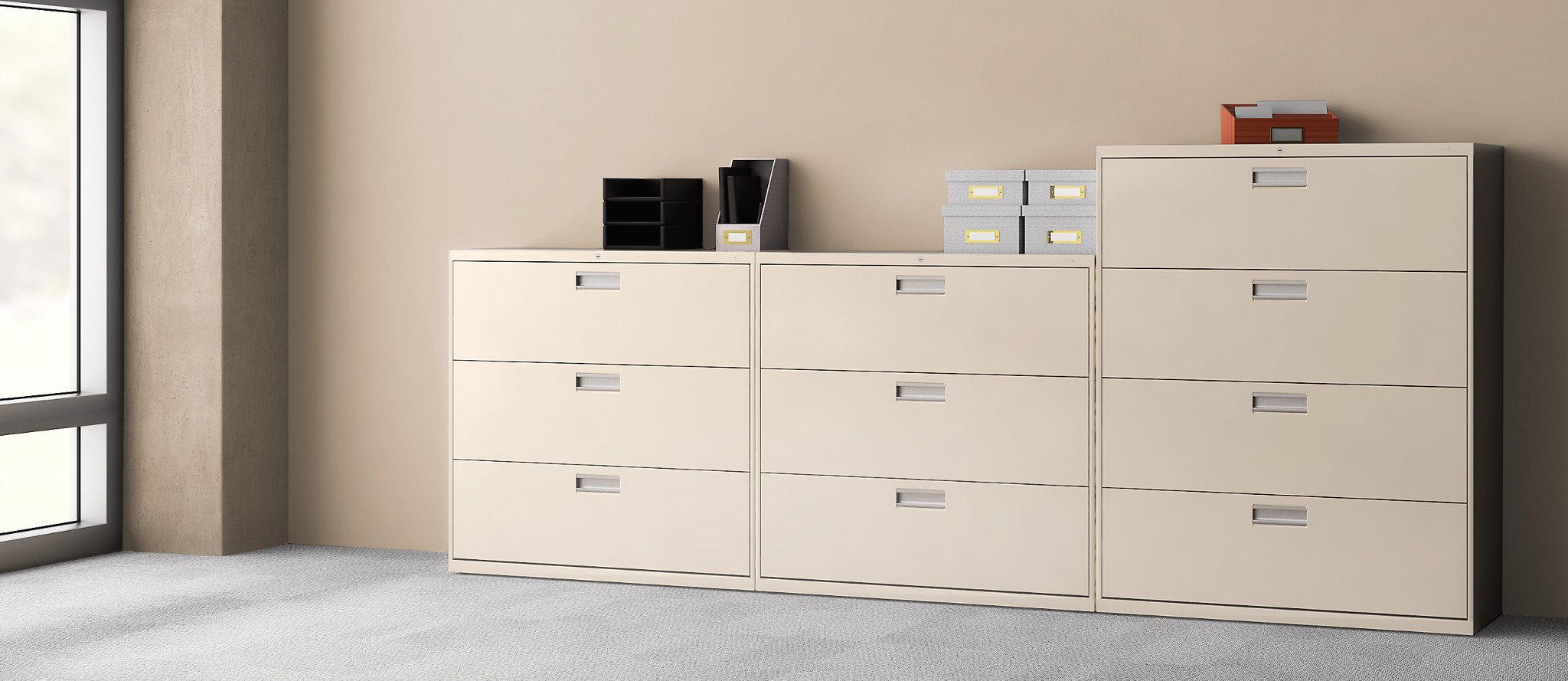 HON Brigade 600 Series Lateral File Cabinet 36" W, 2 Drawers, Putty (H682)