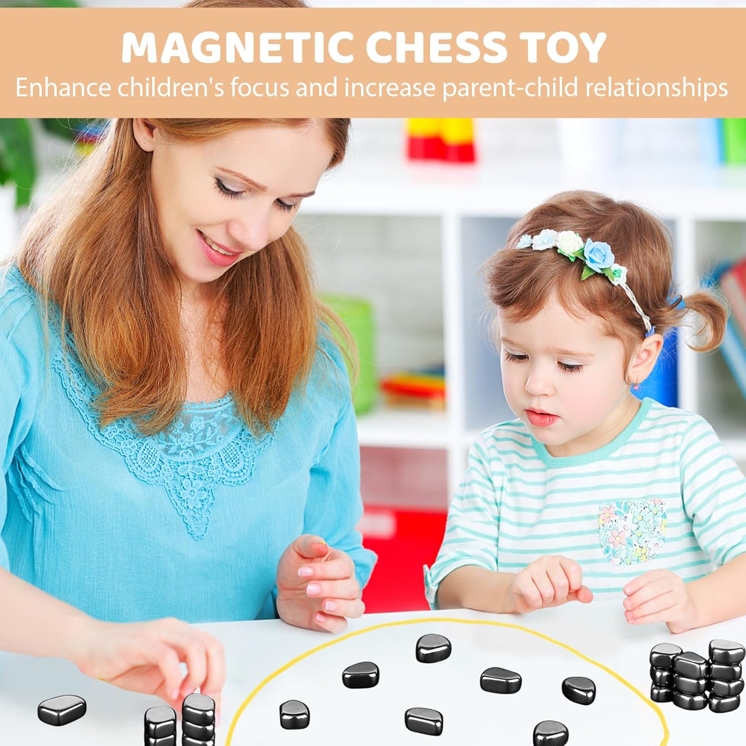 40 Pieces Magnetic Chess Board Game Magnets Educational Board Game for Children and Adults for Travel, Family, Checkerboard
