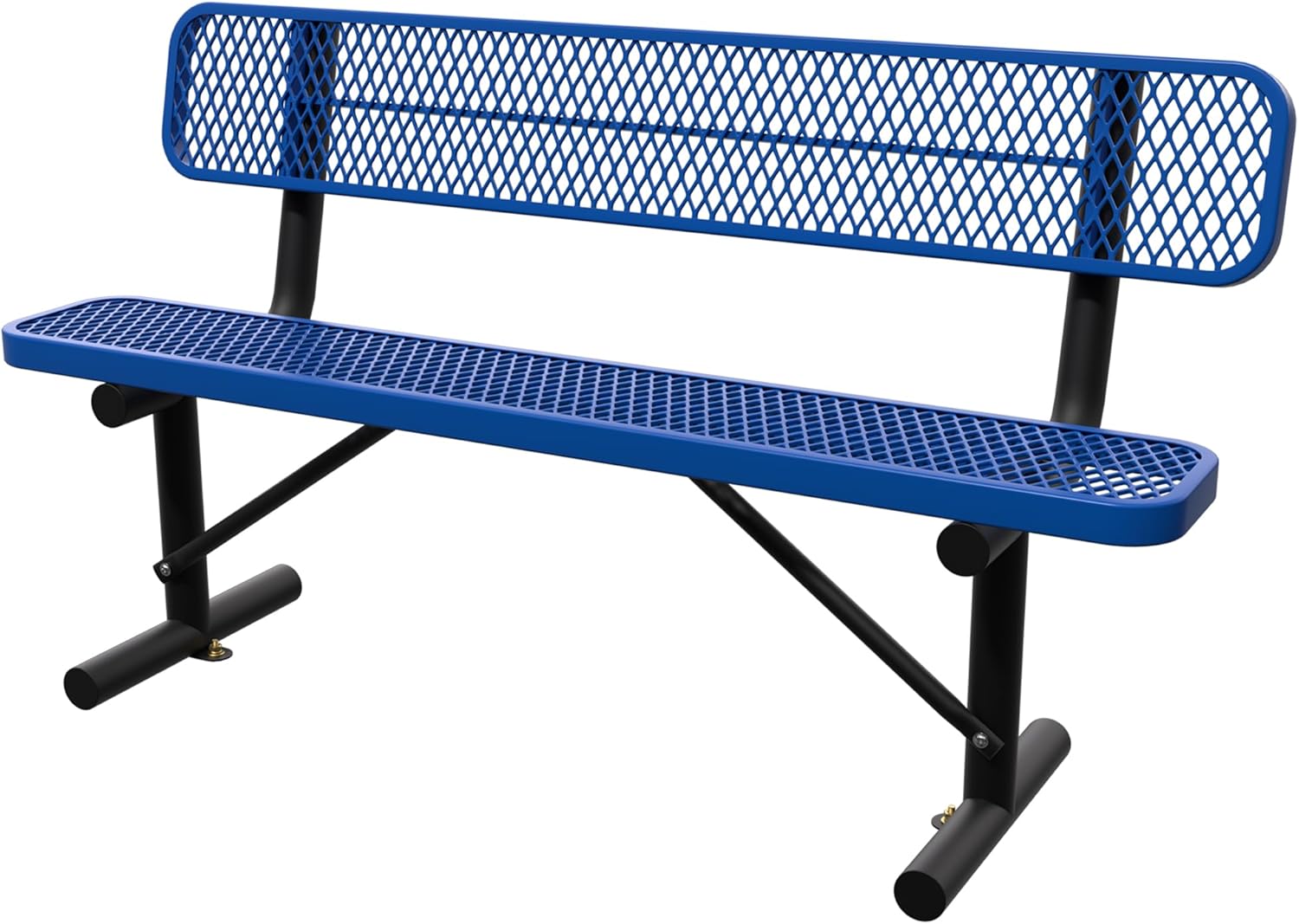 6ft Park Bench for Outside,Heavy Duty Patio Garden School Commercial Benches,Weatherproof Outdoor Bench Blue Metal Park Bench, Outdoor Steel Bench with Backrest,72.4x23.2x32.5inch