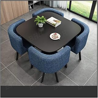 Kitchen Breakfast Bar Table and Chair Set, Dining Round Table Soft Backrest Seat Modern Style Furniture Coffee Kitchen Liv...