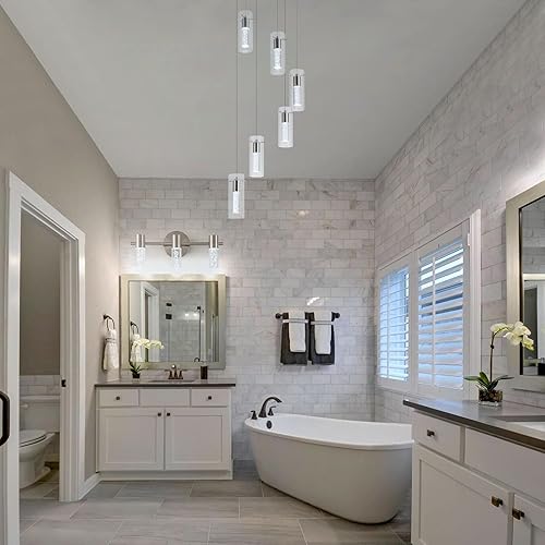 Miniatura 9 de Moderna lámpara de tocador de baño con 3 luces de níquel cepillado, luces de tocador de pared de baño sobre espejo, blanco frío 6000 K accesorios de