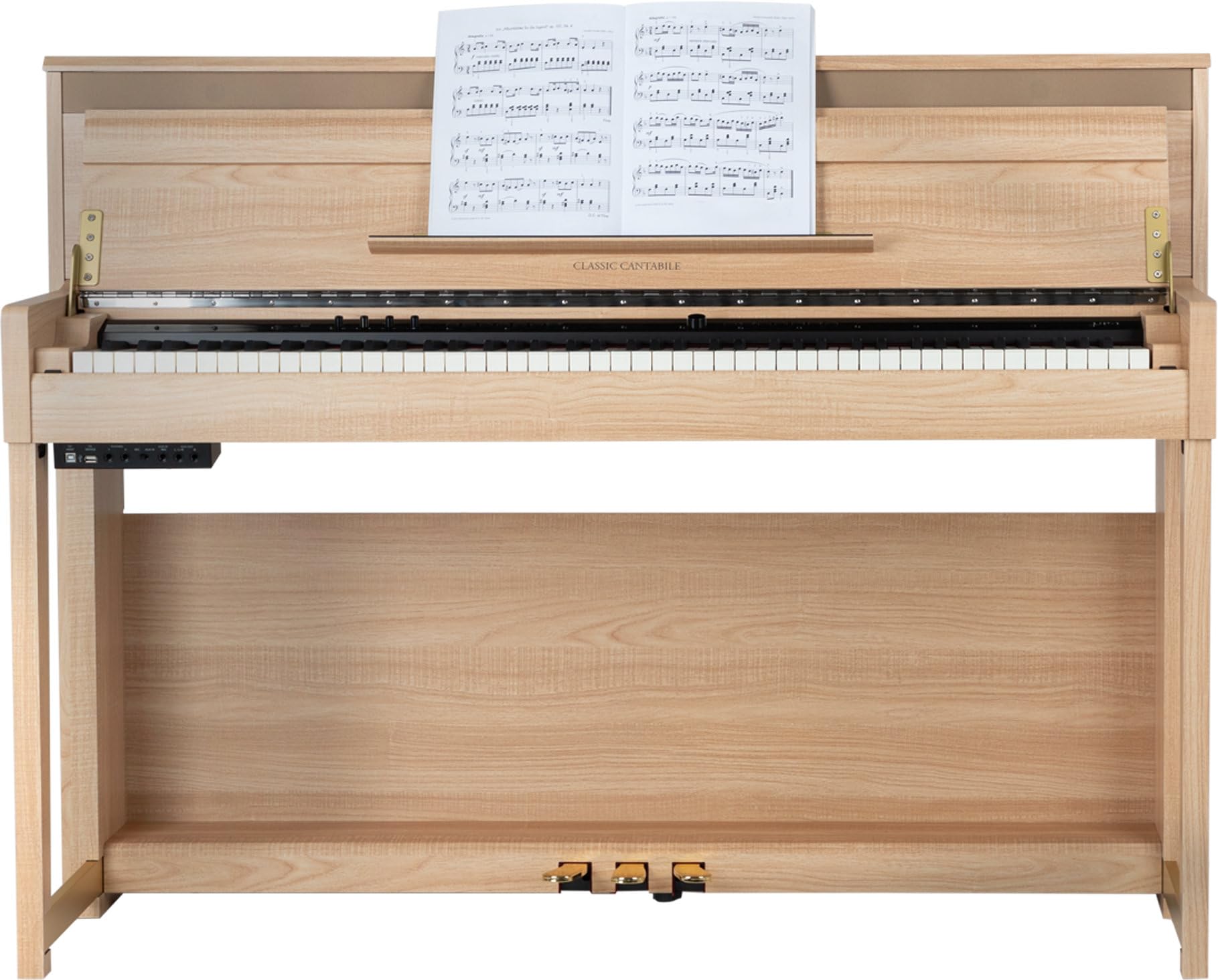 Classic Cantabile UP-1 LA Piano Vertical Digital - 88 Teclas con Peso - Teclado electronico con USB, MIDI, 40 voces, 256 polifonía - Organo musical Set con Banqueta y Auriculares - Roble Claro